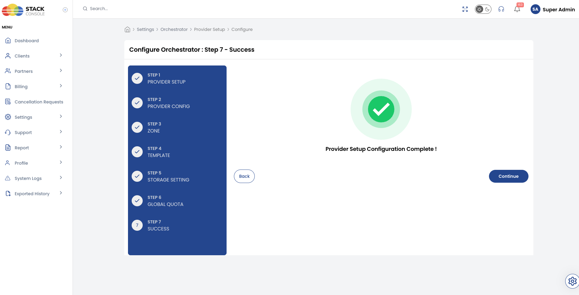 Screenshot: CMP — Step 7 Success confirmation screen