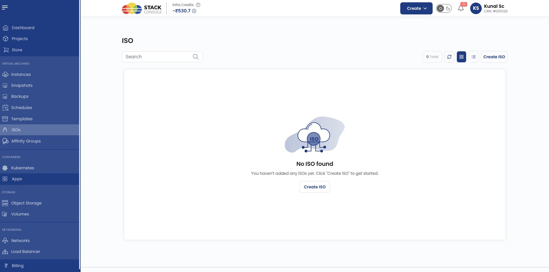 Screenshot: CMP — Customer ISO management