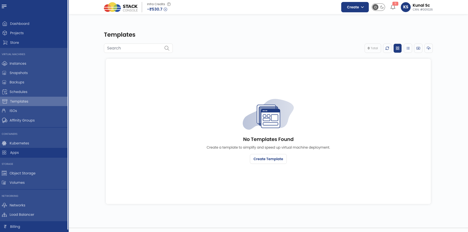 Screenshot: CMP — Customer My Template management